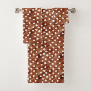 Waterverf Polka Dot in koffiebruin en wit Bad Handdoek