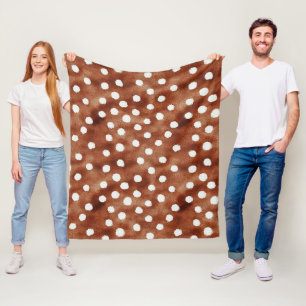 Waterverf Polka Dot in koffiebruin en wit Fleece Deken