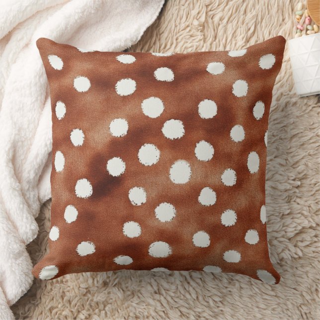 Waterverf Polka Dot in koffiebruin en wit Kussen (Deken)