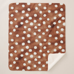 Waterverf Polka Dot in koffiebruin en wit Sherpa Deken