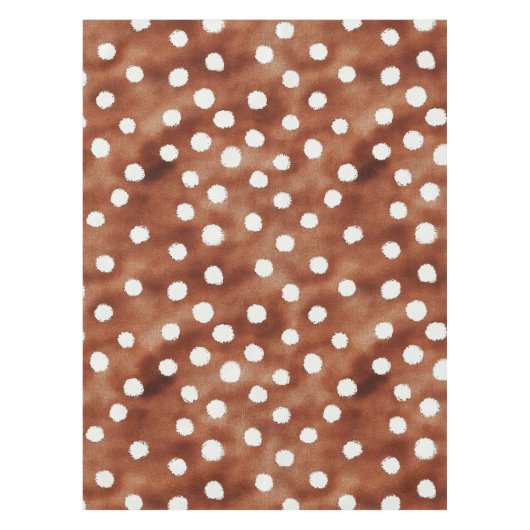 Waterverf Polka Dot in koffiebruin en wit Tafelkleed (Voorkant)