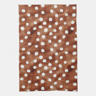 Waterverf Polka Dot in koffiebruin en wit Theedoek