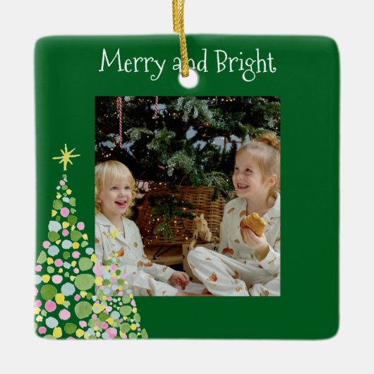 Waterverf Polka Dot Kerstboom Keepsake Keramisch Ornament (Voorkant)