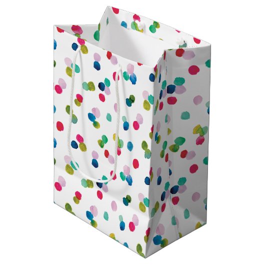 Waterverf Polka Dot Poms Medium Cadeauzakje (Voorkant Gekanteld)