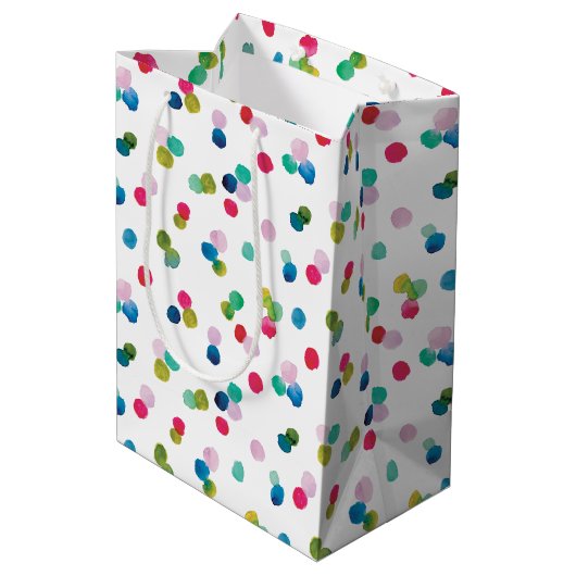 Waterverf Polka Dot Poms Medium Cadeauzakje (Achterkant Gekanteld)