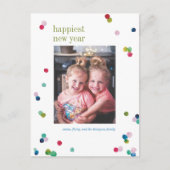 Waterverf Polka Dot Poms New Years Photo Briefkaar Feestdagenkaart (Voorkant)