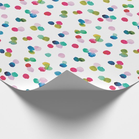 Waterverf Polka Dot Poms Wrapping Papier (Hoek)