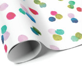 Waterverf Polka Dot Poms Wrapping Papier (Rol Hoek)