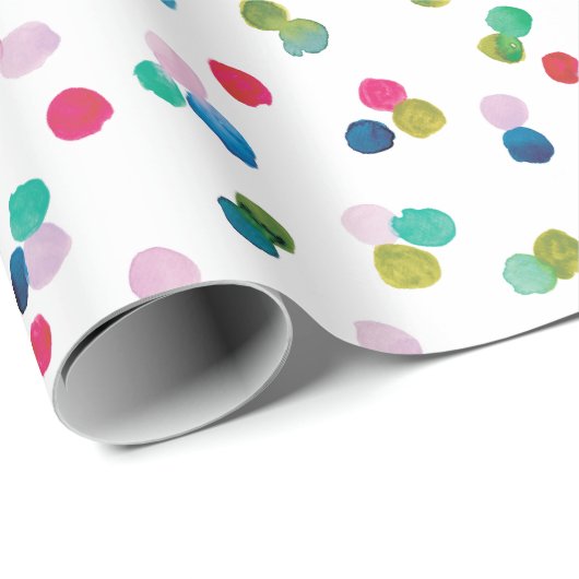 Waterverf Polka Dot Poms Wrapping Papier (Rol Hoek)