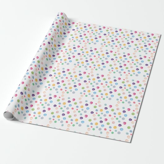 Waterverf Polka Dots Cadeaupapier (Uitgerold)