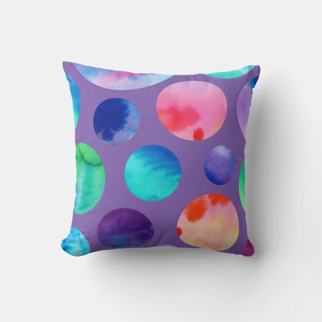 Waterverf Polka Dots Kussen (Voorkant)