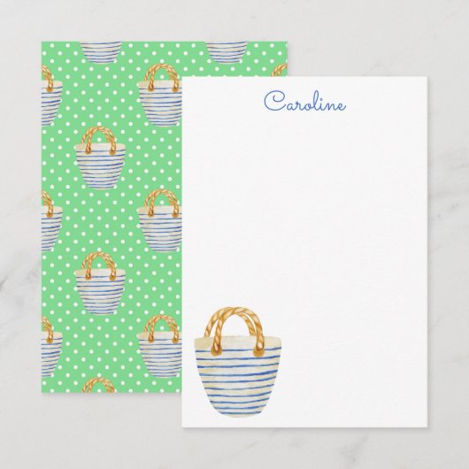 Waterverf Polka Dots Strandtas Portemonnee Bedankkaart (Voorkant / Achterkant)