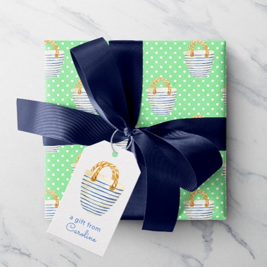 Waterverf Polka Dots Strandtas Portemonnee Cadeaulabel