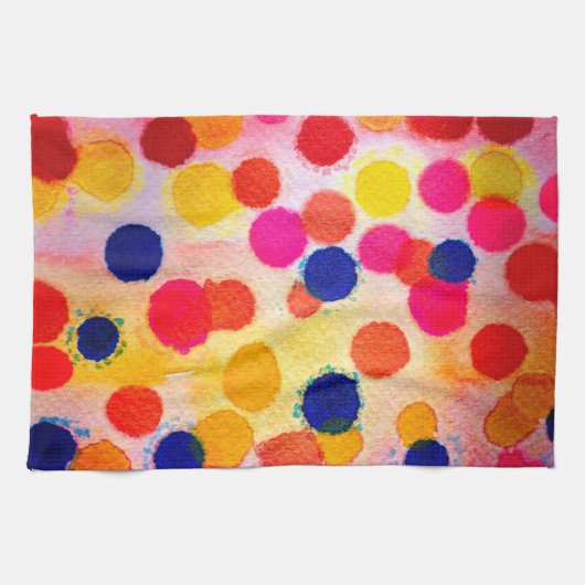 Waterverf polka stipt schattige cirkels theedoek (Horizontaal)
