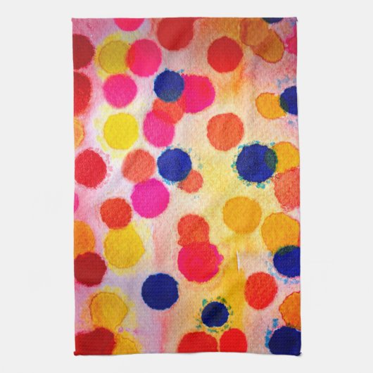 Waterverf polka stipt schattige cirkels theedoek (Verticaal)