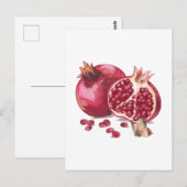 Waterverf Pomegranaat Fruit en vlinder Briefkaart (Voorkant / Achterkant)