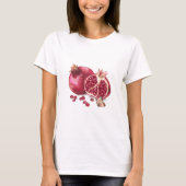 Waterverf Pomegranaat Fruit en vlinder T-shirt (Voorkant)