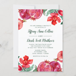 Waterverf Pomegranate Floral Wedding Kaart