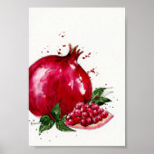 Waterverf Pomegranate Kitchen Poster (Voorkant)
