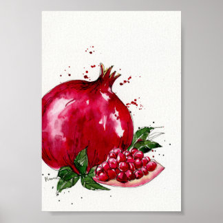 Waterverf Pomegranate Kitchen Poster