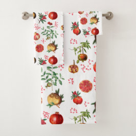 Waterverf Pomegranate Mediterranean Fruit Pattern Bad Handdoek