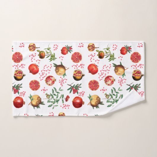 Waterverf Pomegranate Mediterranean Fruit Pattern Bad Handdoek (Handdoek)