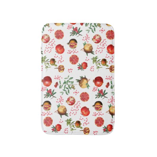 Waterverf Pomegranate Mediterranean Fruit Pattern Badmat (Voorkant Verticaal)