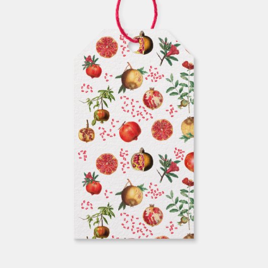 Waterverf Pomegranate Mediterranean Fruit Pattern Cadeaulabel (Achterkant)