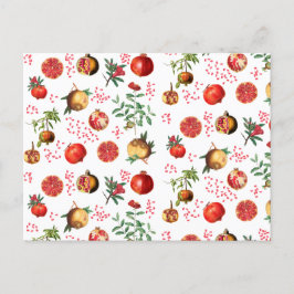 Waterverf Pomegranate Mediterranean Fruit Pattern Feestdagenkaart