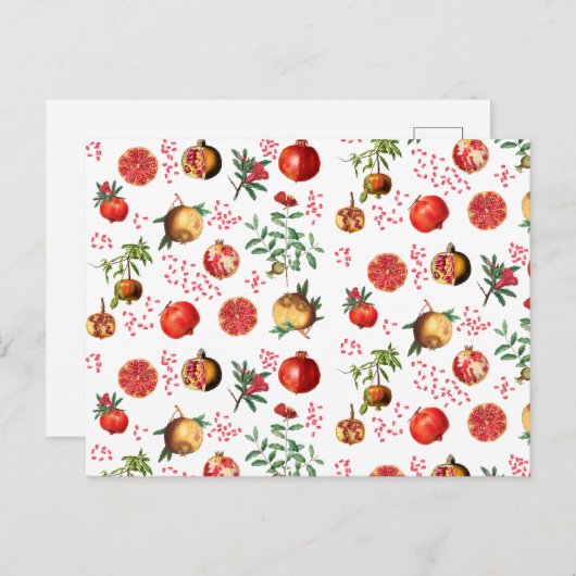 Waterverf Pomegranate Mediterranean Fruit Pattern Feestdagenkaart (Voorkant / Achterkant)