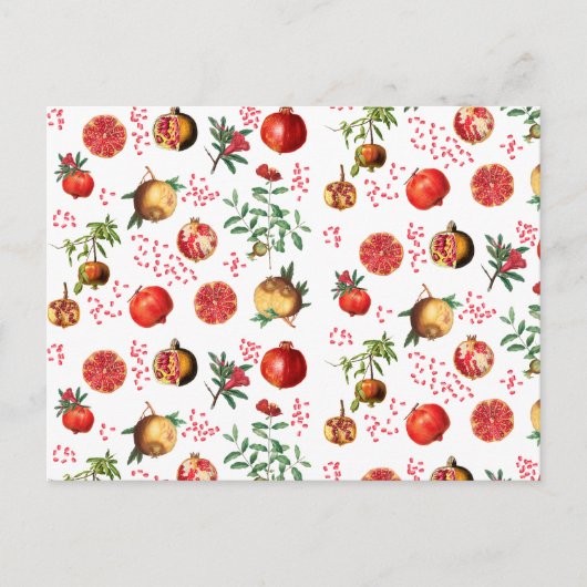 Waterverf Pomegranate Mediterranean Fruit Pattern Feestdagenkaart (Voorkant)