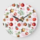 Waterverf Pomegranate Mediterranean Fruit Pattern Grote Klok (Voorkant)