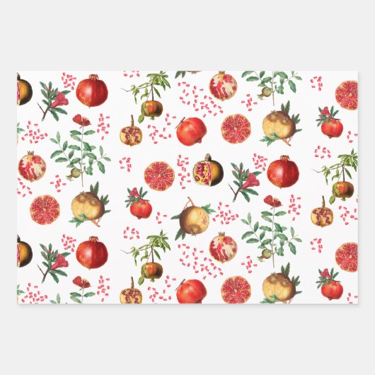 Waterverf Pomegranate Mediterranean Fruit Pattern Inpakpapier Vel (Voorkant 2)