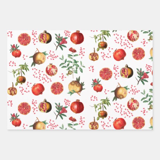 Waterverf Pomegranate Mediterranean Fruit Pattern Inpakpapier Vel (Voorkant)