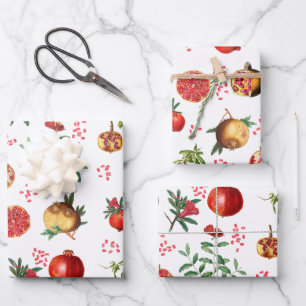 Waterverf Pomegranate Mediterranean Fruit Pattern Inpakpapier Vel