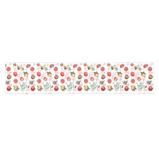 Waterverf Pomegranate Mediterranean Fruit Pattern Korte Tafelloper (Horizontaal)