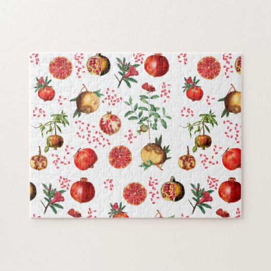 Waterverf Pomegranate Mediterranean Fruit Pattern Legpuzzel (Horizontaal)