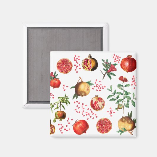 Waterverf Pomegranate Mediterranean Fruit Pattern Magneet (Voorkant / Achterkant)