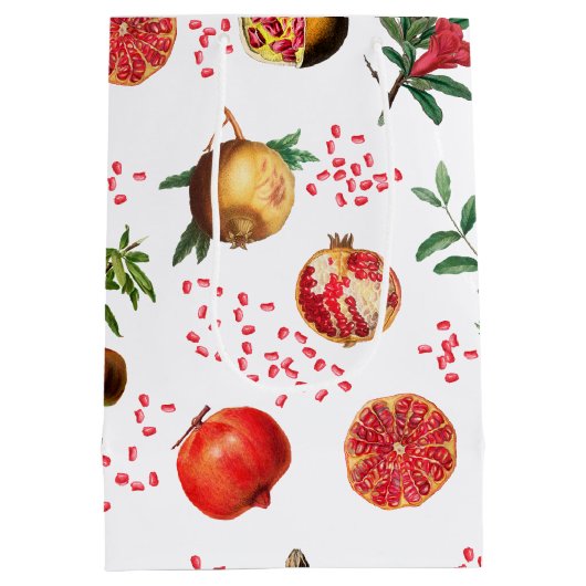 Waterverf Pomegranate Mediterranean Fruit Pattern Medium Cadeauzakje (Achterkant)