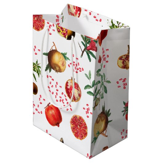 Waterverf Pomegranate Mediterranean Fruit Pattern Medium Cadeauzakje (Achterkant Gekanteld)