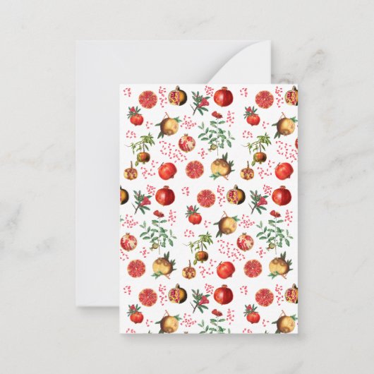 Waterverf Pomegranate Mediterranean Fruit Pattern Notitiekaartje (Achterkant)
