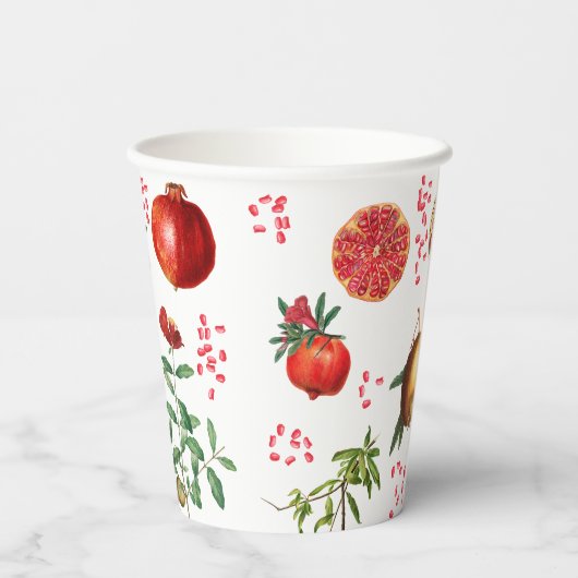 Waterverf Pomegranate Mediterranean Fruit Pattern Papieren Bekers (Achterkant)