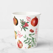 Waterverf Pomegranate Mediterranean Fruit Pattern Papieren Bekers (Links)