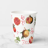 Waterverf Pomegranate Mediterranean Fruit Pattern Papieren Bekers (Voorkant)
