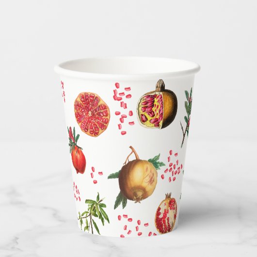 Waterverf Pomegranate Mediterranean Fruit Pattern Papieren Bekers (Voorkant)