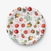 Waterverf Pomegranate Mediterranean Fruit Pattern Papieren Bordje (Voorkant)