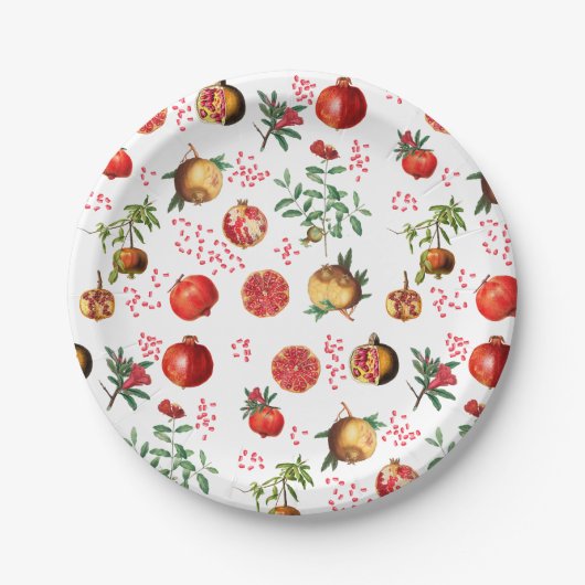 Waterverf Pomegranate Mediterranean Fruit Pattern Papieren Bordje (Voorkant)