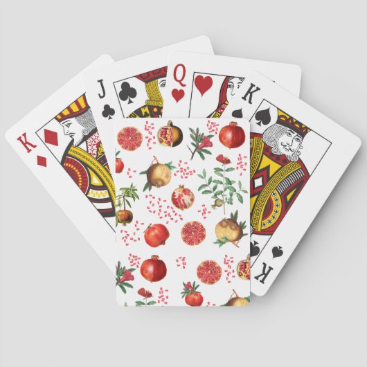 Waterverf Pomegranate Mediterranean Fruit Pattern Pokerkaarten (Achterkant)