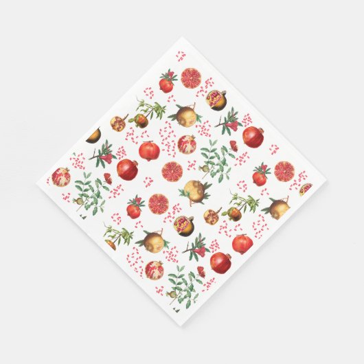 Waterverf Pomegranate Mediterranean Fruit Pattern Servet (Hoek)
