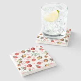 Waterverf Pomegranate Mediterranean Fruit Pattern Stenen Onderzetter